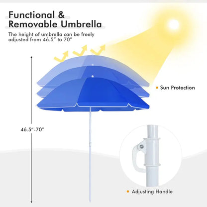 Double Folding Picnic Chair with Umbrella, Cooler Bag & Cup Holders for Outdoor Use